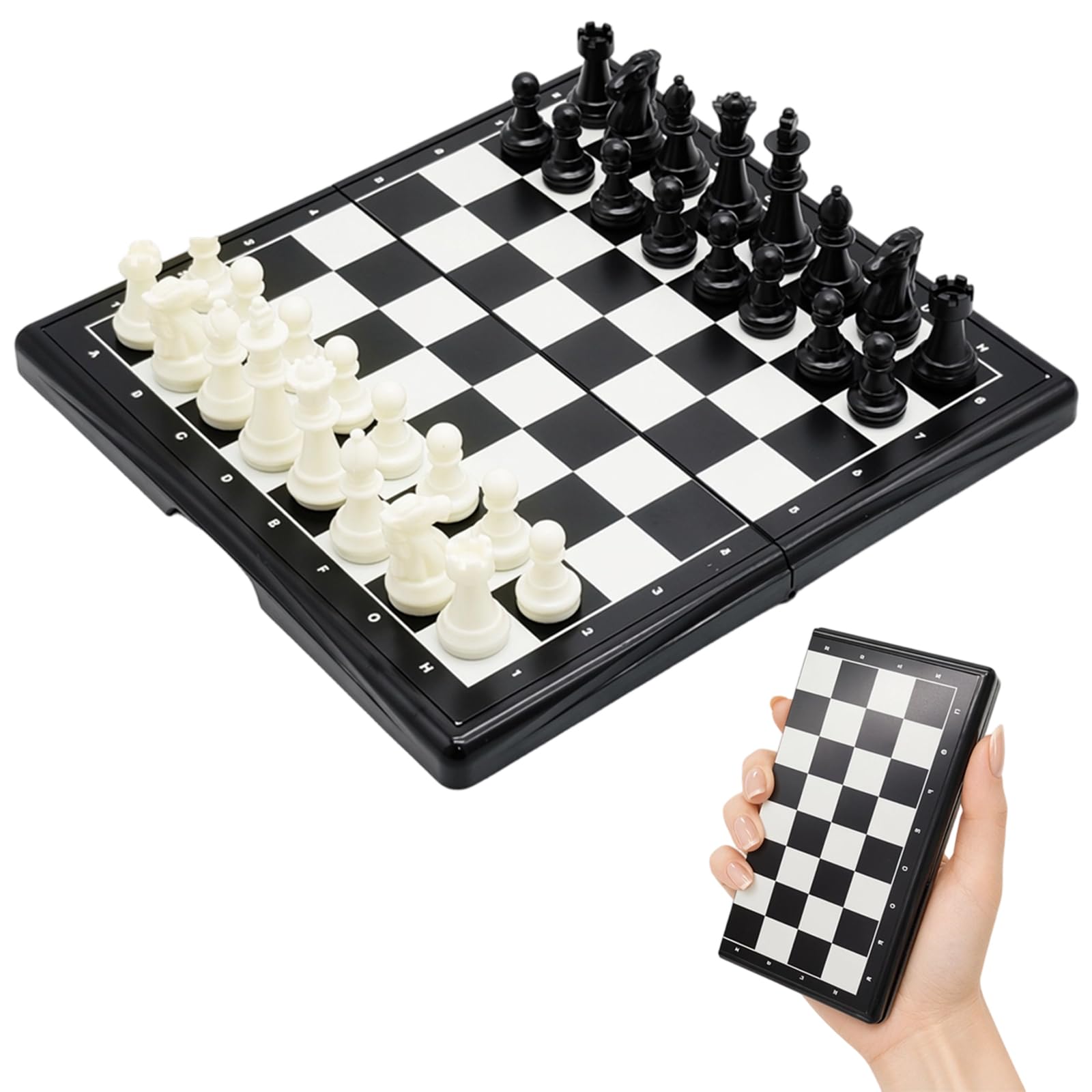Travel Chess Set, Travel Chess Folding Magnetic Chess with Portable Chess Board, Mini Chess Set for Travel, Family Game Nights, Outdoor Activities and Gifts (17.8 x 17.2 cm)