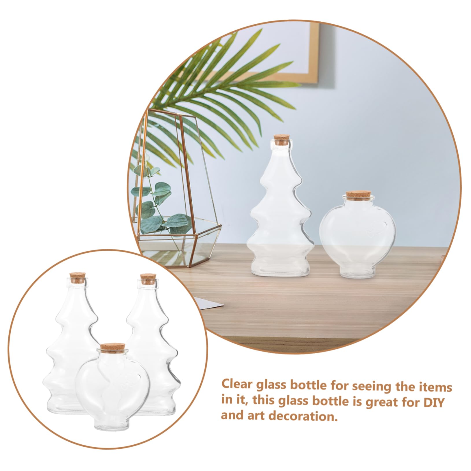 Cabilock Botellas Decorativas Formas de Árbol y Corazón Conjunto de 3 de Vidrio y Multifuncionales Ligeras para Ceremonia de Arena en Bodas para Decoración DIY