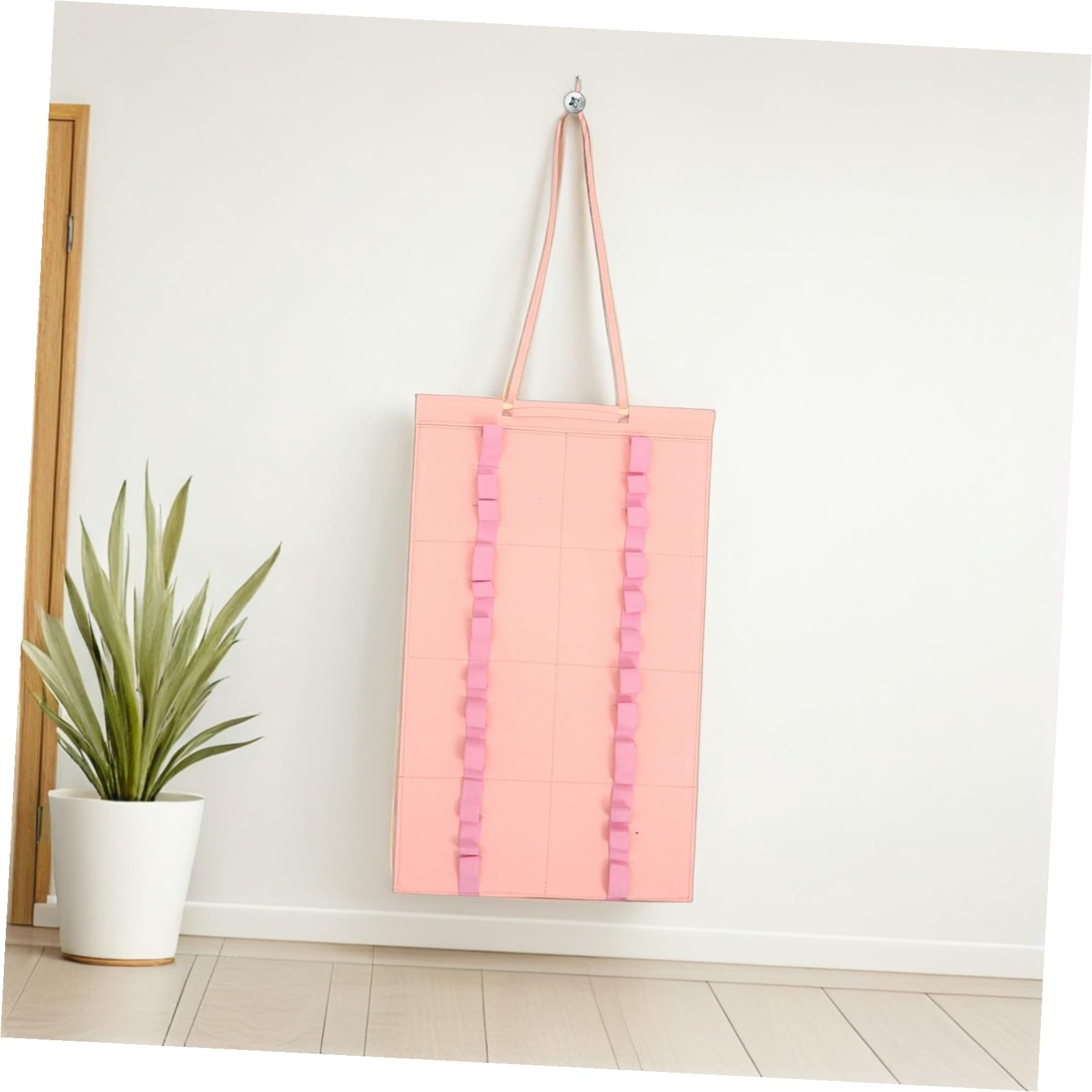 Organizador de Baquetas Plegable de Fieltro Rosa, 2 Piezas | Soporte Colgante Portátil, Estructura Plegable, Guarda hasta 12 Cinturones para Casa y Práctica