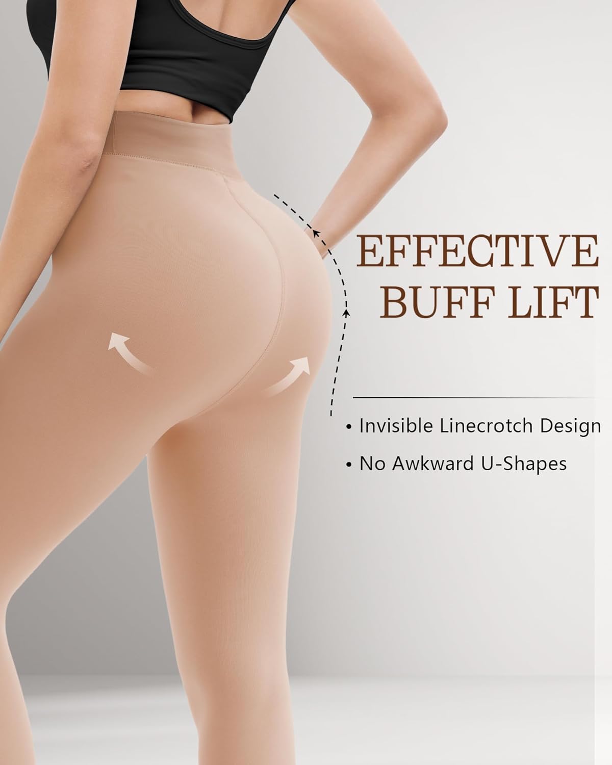 hongteya 2 pairs fleece lined tights women - warm sheer pantyhose fake translucent tights winter thermal leggings large fake translucent black+nude