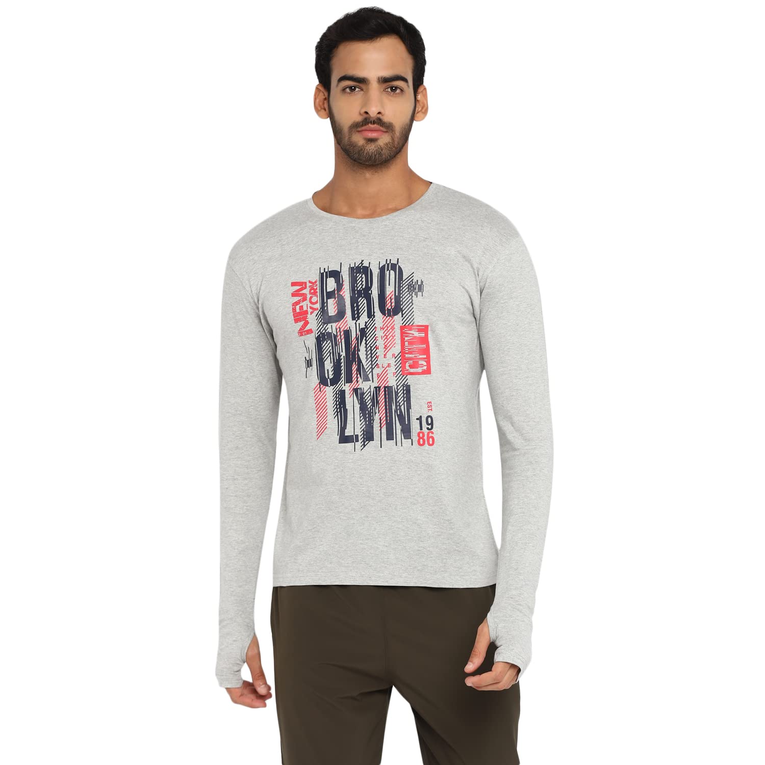 ap'pulse Men Regular Fit Printed Long Sleeve Thumbopen Round Neck Tshirt-picture-18
