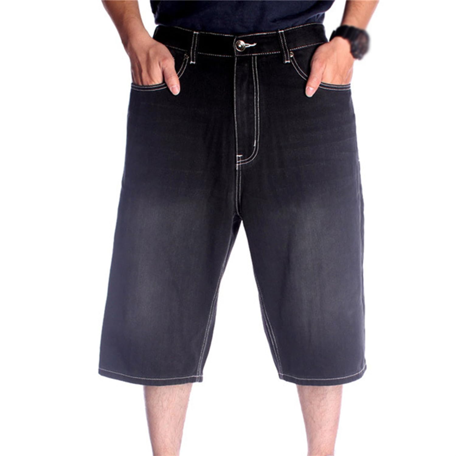 Pantaloncini di Jeans Larghi Uomo Pantaloncini Estivi Y2K Pantaloncini Ricamati Stampa Graffiti Vintage Jeans Hip Hop Pantaloncini Cargo per Ragazzi Adolescenti