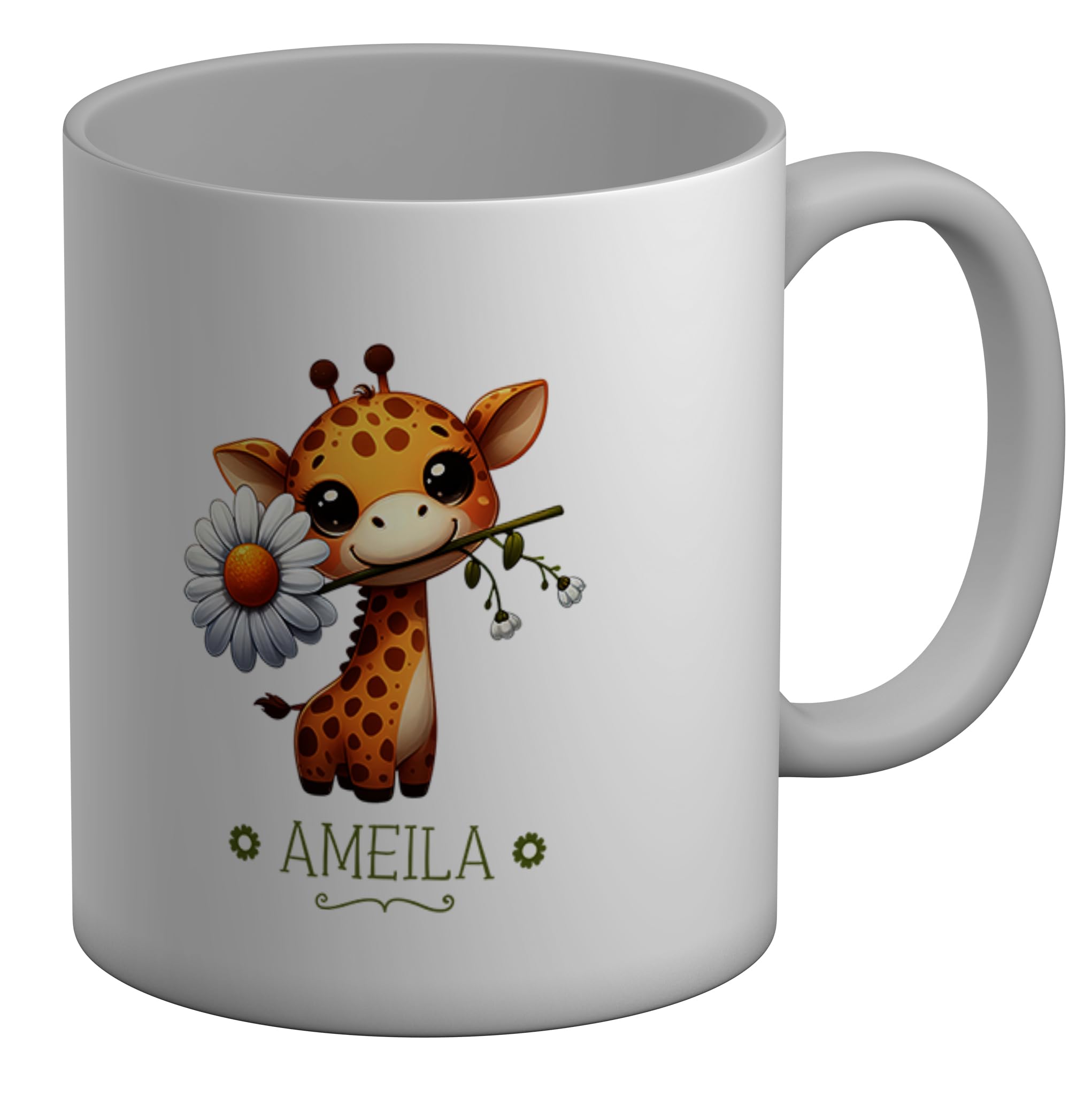 Shopagift Personalised Giraffe Daisy Flower Mug Forest Animal Floral White 11oz Large Ceramic Cup