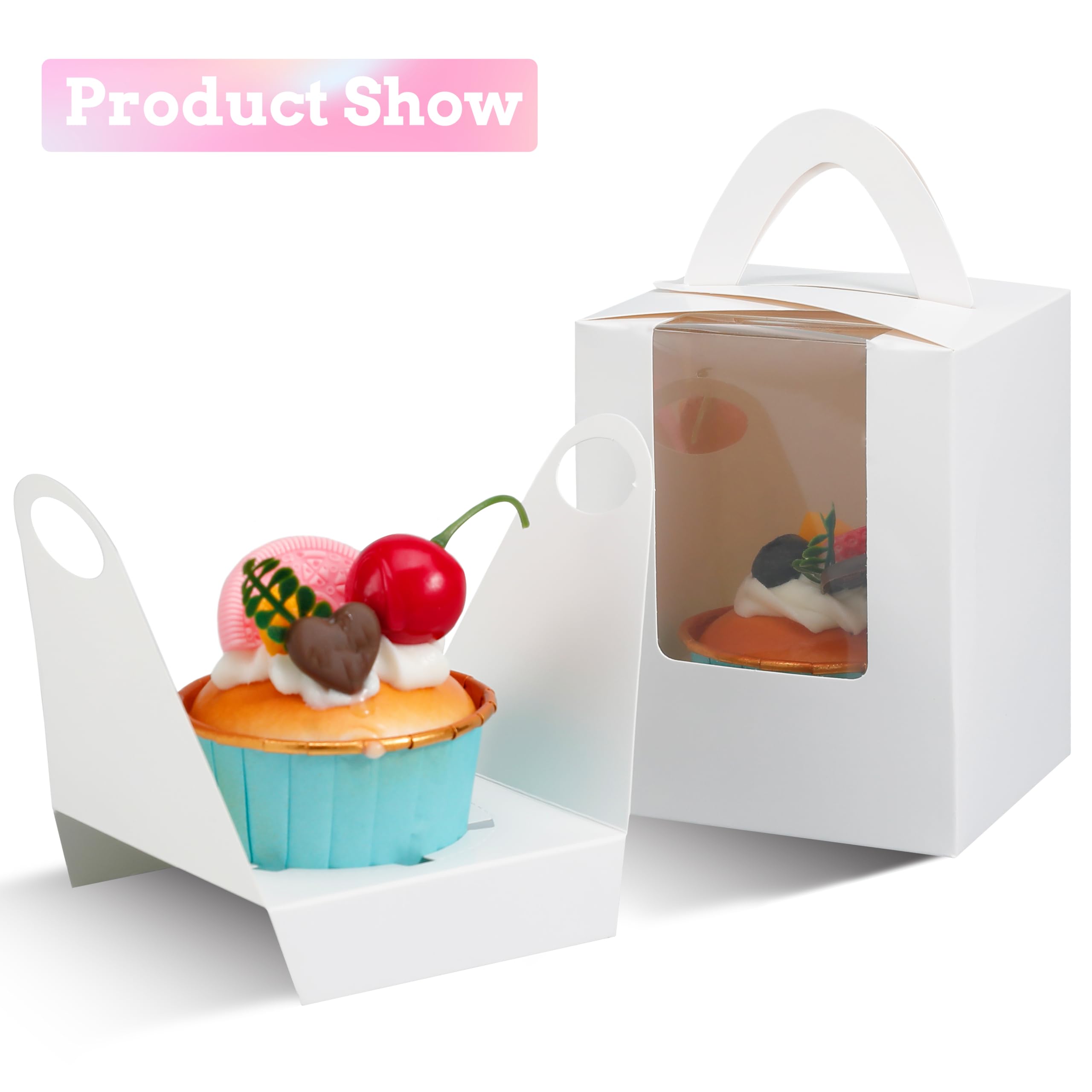 Cupcake Boxes with Window - 60 Pack -3 Cupcake Boxes with Window - 60 Pack -3
