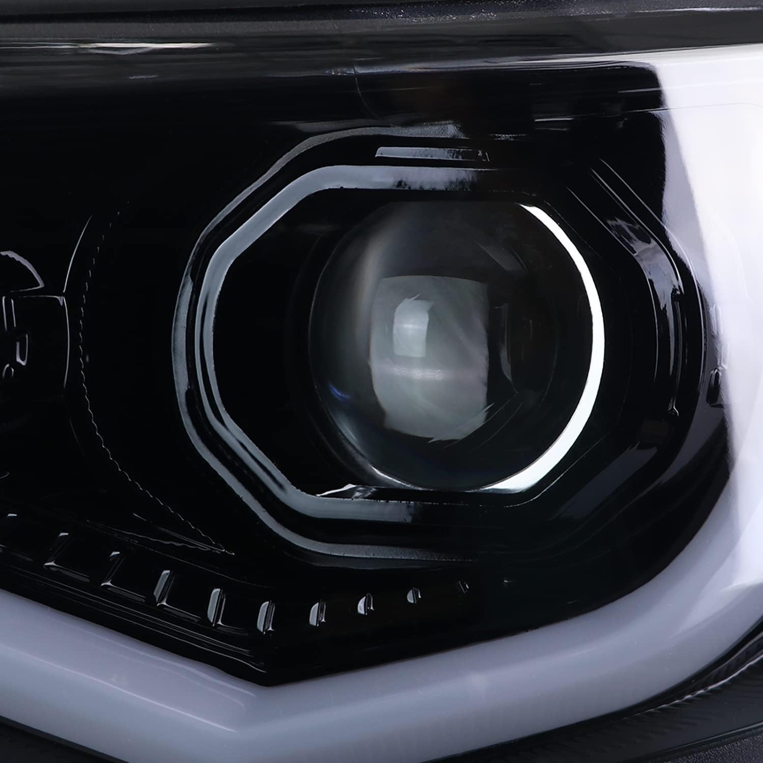 SPEC-D TUNING Glossy Black Smoke LED Light Bar Projector Headlights Compatible with 2015-2022 Chevy Colorado, Left + Right Pair Headlamps Assembly