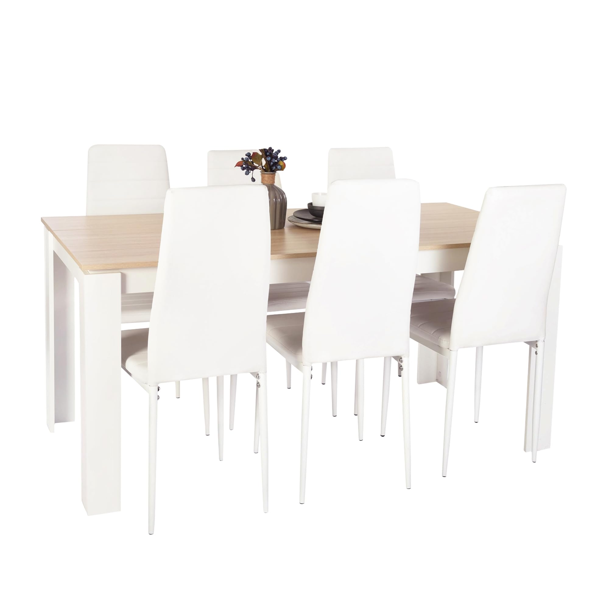 Esstisch, Esszimmertisch Holztisch für Küche, Großer Tisch, 160x80x75cm, Eiche und Weiß