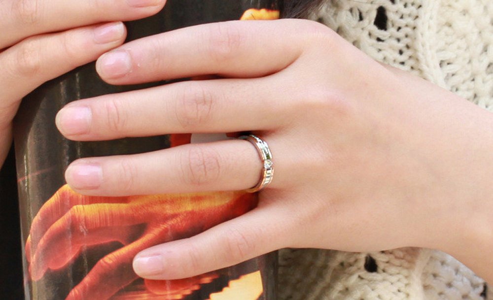 Couple's 316L Stainless Steel My Love Crystal Rings
