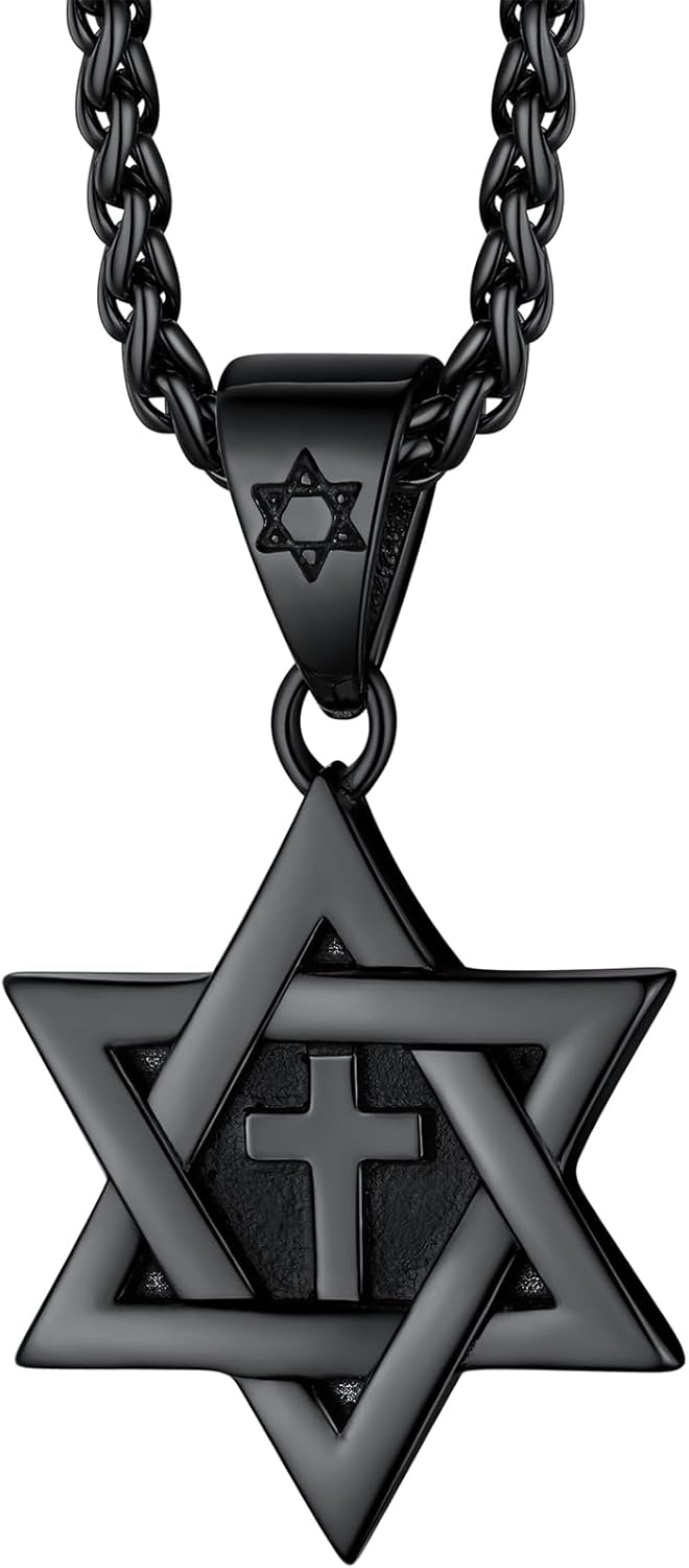Richsteel Star of David Necklaces for Women Mens Stainless Steel/18K Gold Plated Hexagram Pendant Jewish Israel Jewelry