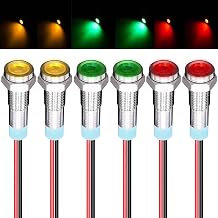 GUUZI 6 Piezas 12V-24V 6mm Panel LED Piloto Tablero Luz de Advertencia Indicador Lámpara Luz Bombillas Direccionales (Rojo/Amarillo/Verde)