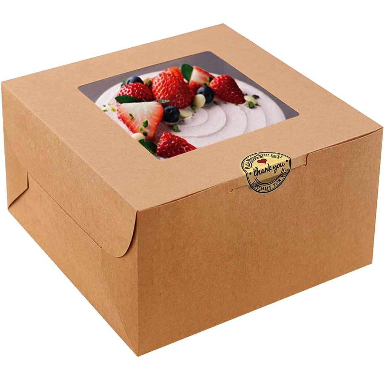SmilerSmile 24 cajas cuadradas para tartas de 25.4 x 25.4 x 12.7 cm, cajas de pastelería con ventana para pasteles, pasteles, chocolates, galletas, pasteles, fiesta de cumpleaños, boda/10 pulgadas