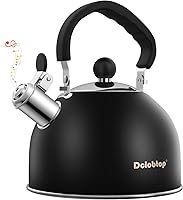 Vista 1 de Hervidor de té de acero inoxidable premium para estufa - Tetera clásica de 2 cuartos para estufa, hervidor de silbato fuerte con mango ergonómico