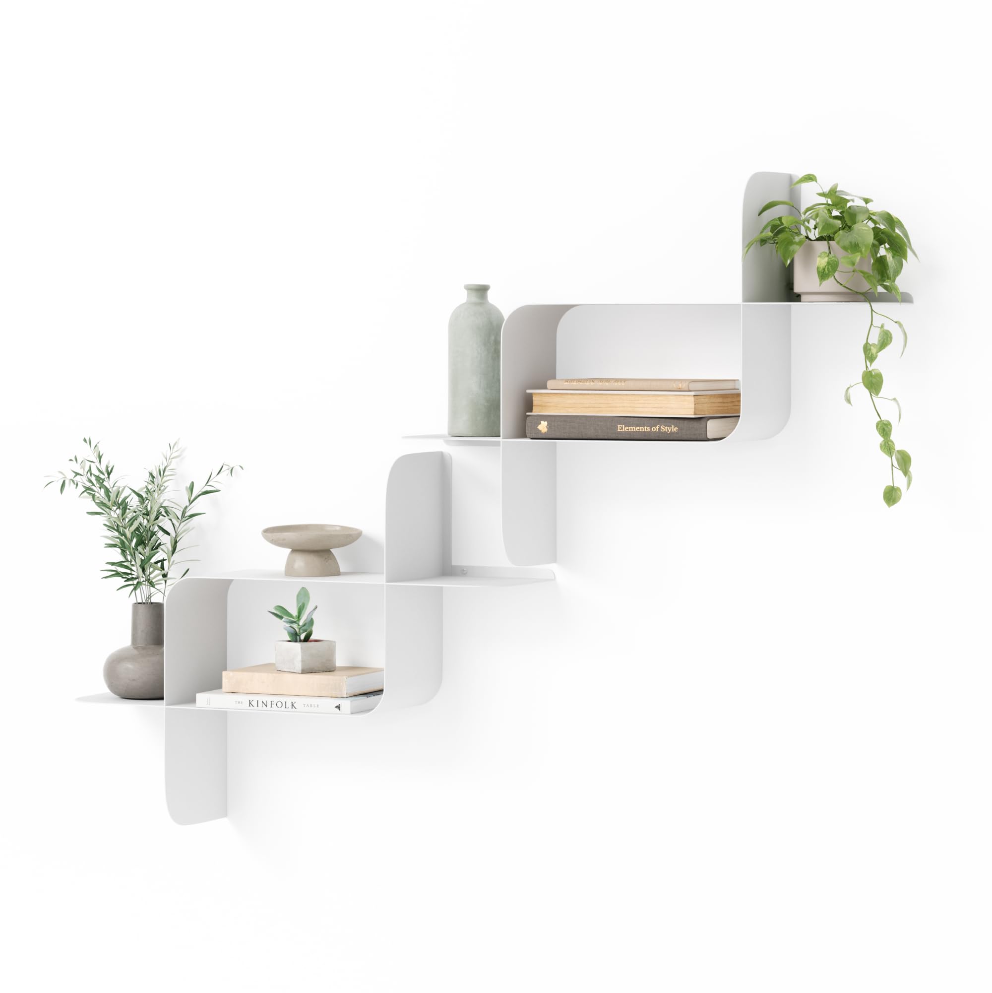 Umbra Montage Floating Wall Shelf, Metal, Set of 2, White