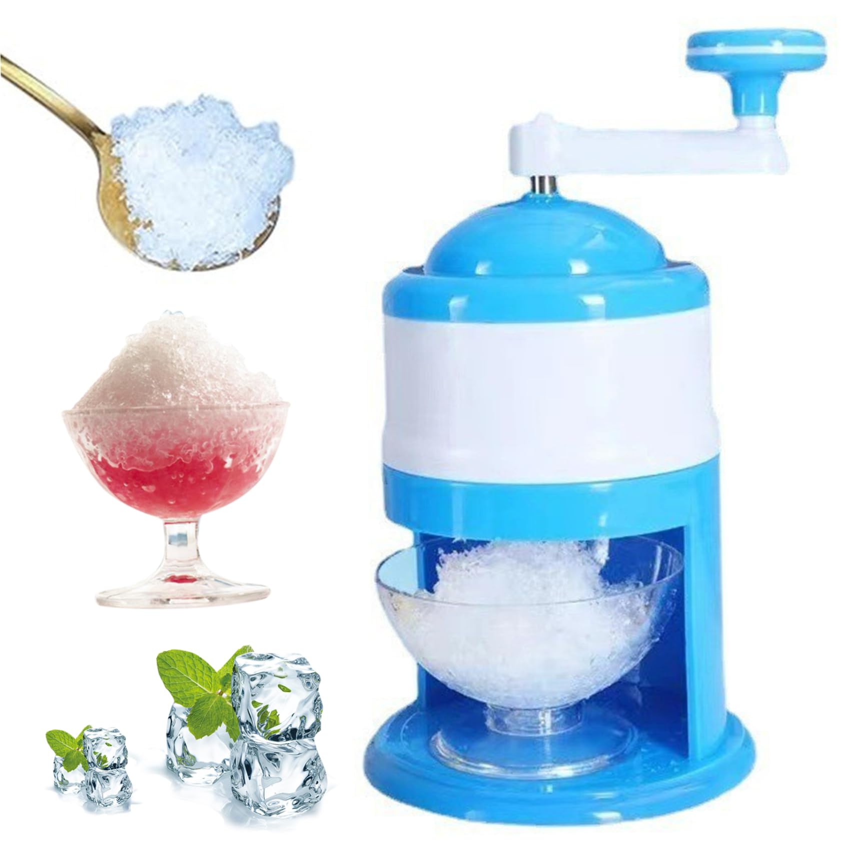 Xoeryoy Shaved Ice Machine Manual Ice Shaver DIY Crushed Maker Portable Snow Cone Machine with Hand Crank for Party Making Snowcones Cream and Slushy