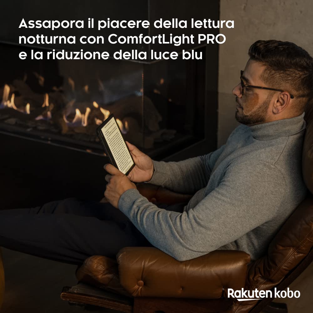 Kobo Sage | eReader | Touchscreen antiriflesso 8" HD | Impermeabile | Luminosità e temperatura colore regolabili | Riduzione luce blu | Bluetooth | WiFi | 32 GB | Tecnologia Carta E Ink