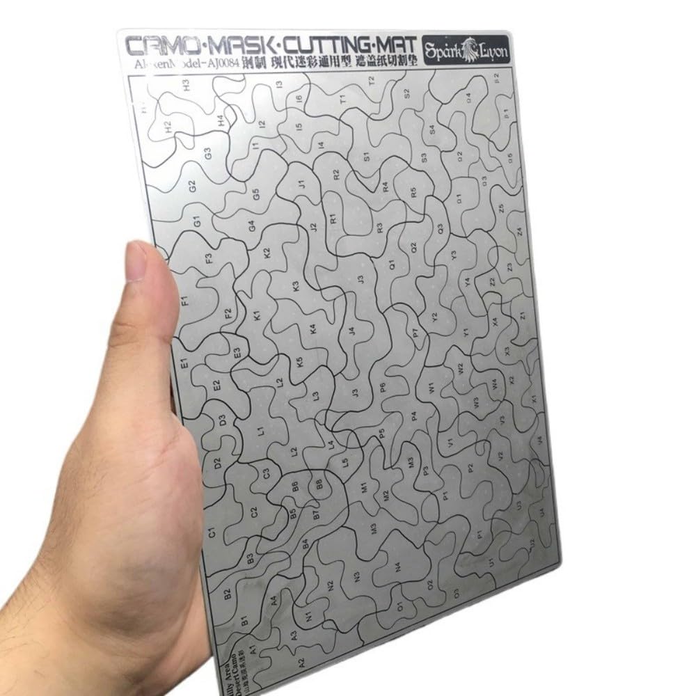 Universal Camouflage Masking Tape Stencil for 1/35 Military Model Tanks, 8.26 x 5.82 Inches, Stainless Steel, Dual Sides