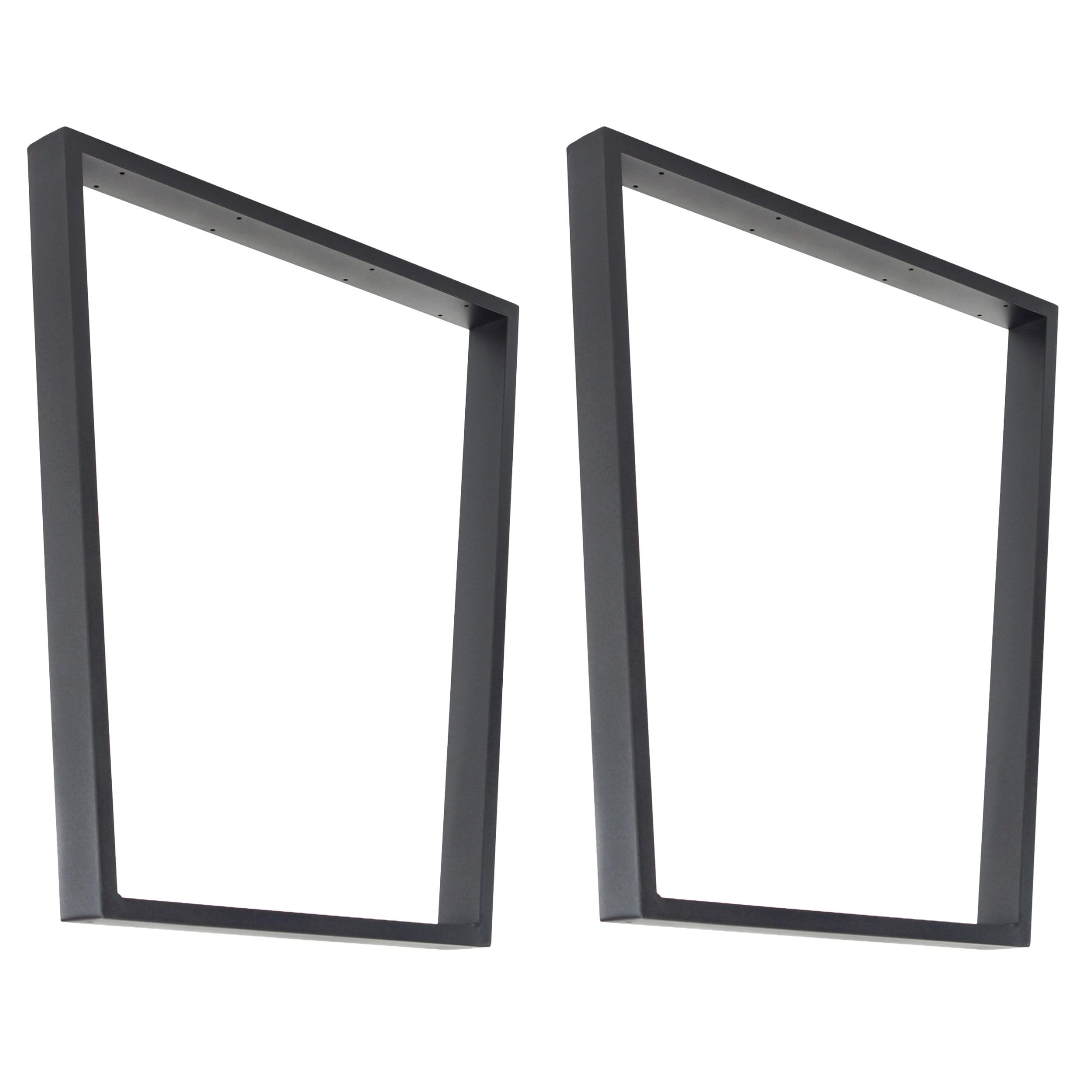 Core Products 2 x Angular Metal Legs for Table, Bench, Cabinet, DIY, V-Frame Box Frame Rectangular Tube Design, Black Matte Steel with Floor Protectors, Screws & Pre-Drilled Holes