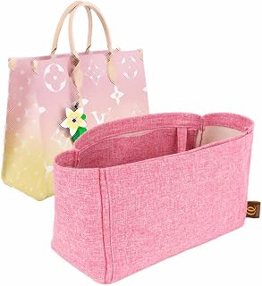 Basic Style Cotton Canvas Bag and Purse Organizer in Light Pink Compatible for the Designer Bag OnTheGo