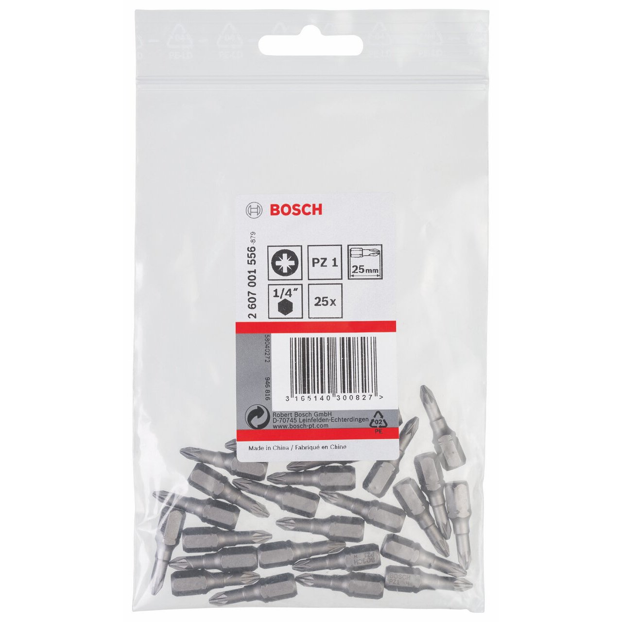 Bosch 2 607 001 556 - Punta de atornillar extra dura - PZ 1, 25 mm (pack de 25)