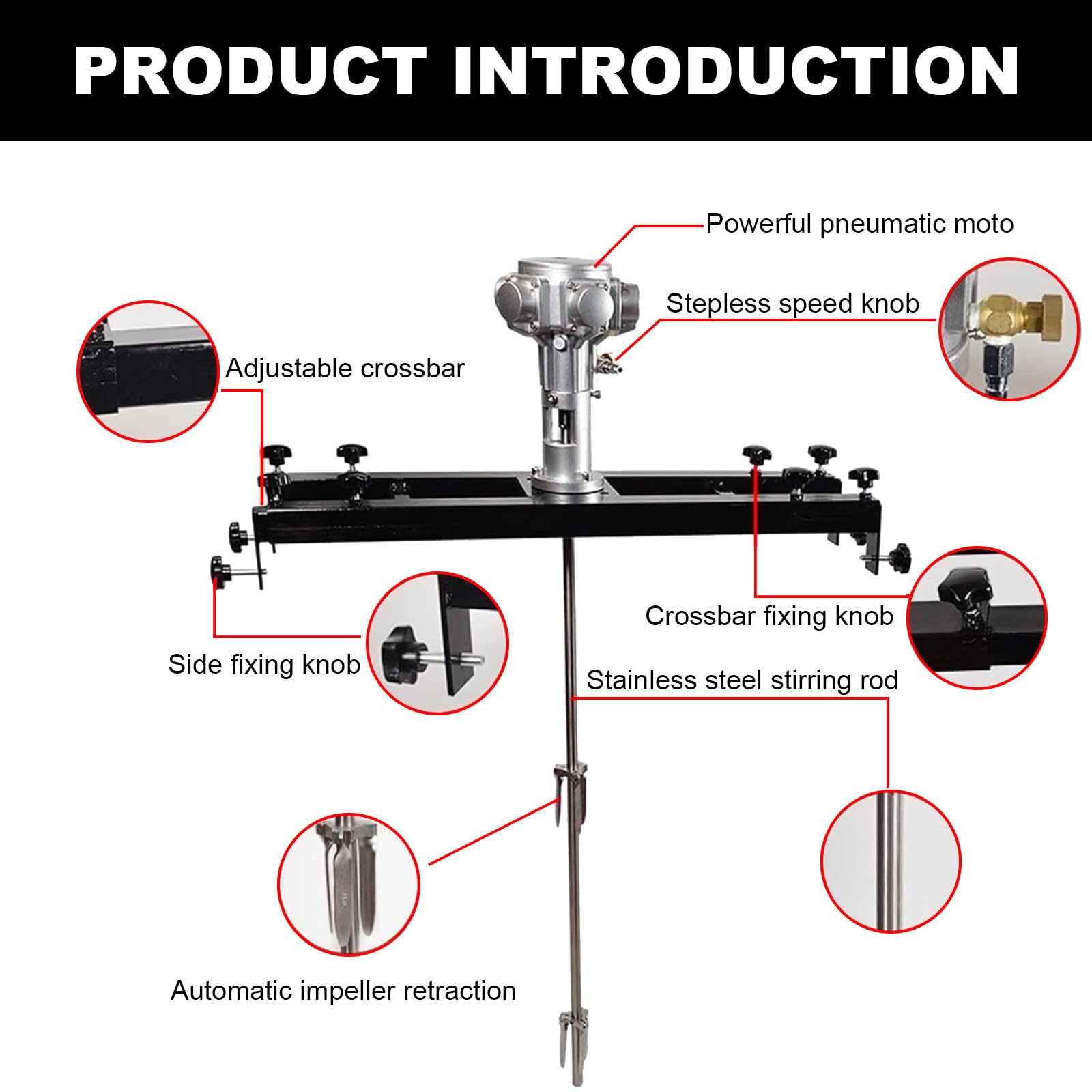 Mezclador De Hélice Plegable | Mezclador Neumático De Placa Horizontal IBC, Mezclador De Pintura De 1/2 Hp/3/4 HP/1 HP, Velocidad: 2500/1800/1000 RPM small5cylinder