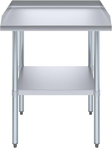 Miniatura 8 de AmGood Mesa de trabajo comercial con salpicaduras y salpicaduras laterales  Altura 35 pulgadas  Mesa de preparación de acero inoxidable para cocina,