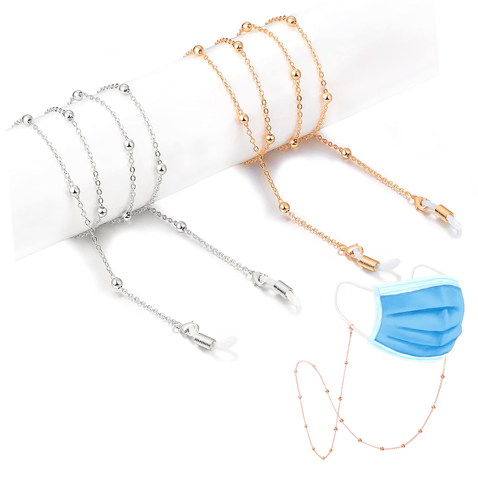 HALF CRESCEN Eyeglass Chains/ Mask Chain(2 Pack) Glasses Chain Sunglasses String Strap Lanyard Stylish Gift for Women