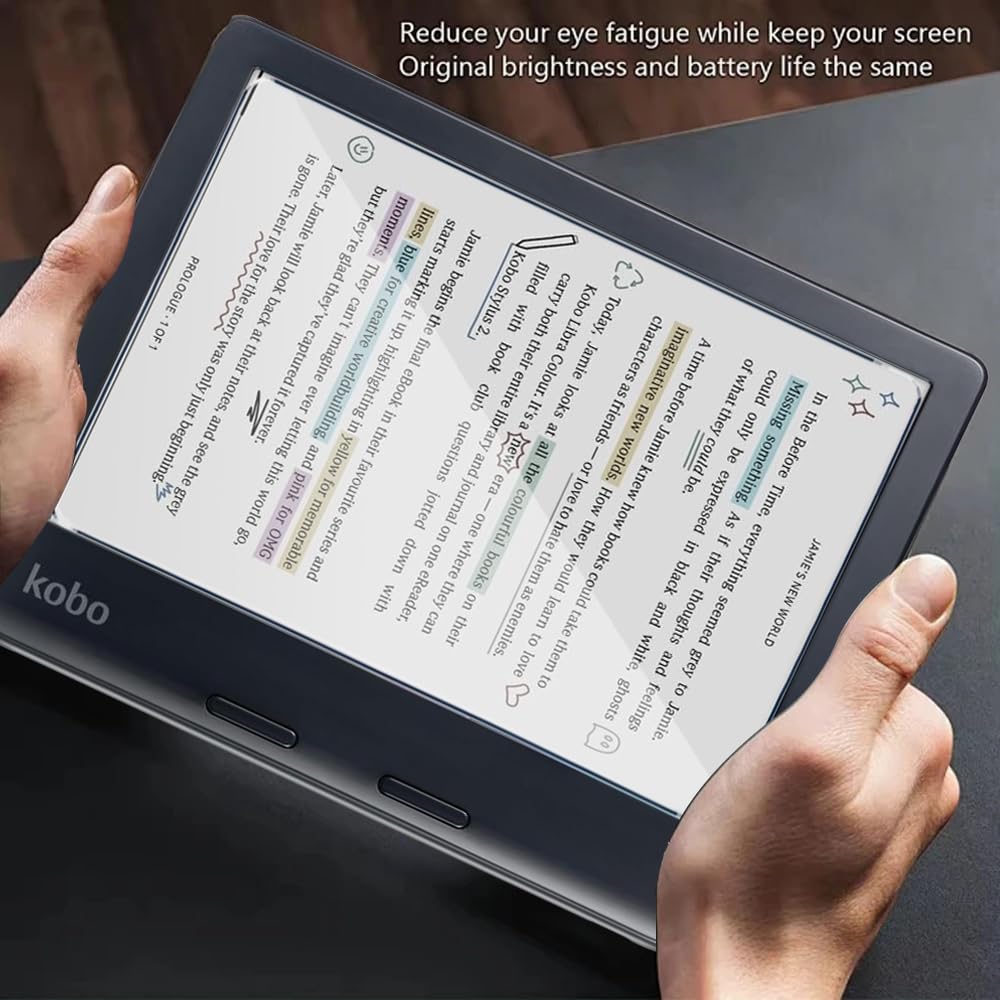 Pellicola Vetro Temperato per Kobo Libra Colour, 2 Pezzi Durezza 9H Anti-Graffio HD Trasparente