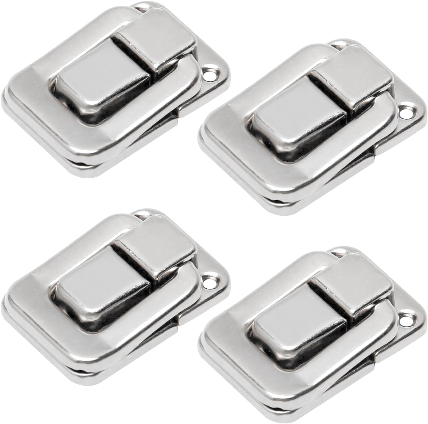 MroMax 4Pcs Toggle Catch Locks 1.57" x 1.06" (LxW) Hasp Latches Modern Clasp Iron Silver Decorative with Screws for Jewelry Box Ordinary Box Gift Box Wooden Case Cabinet Toolbox