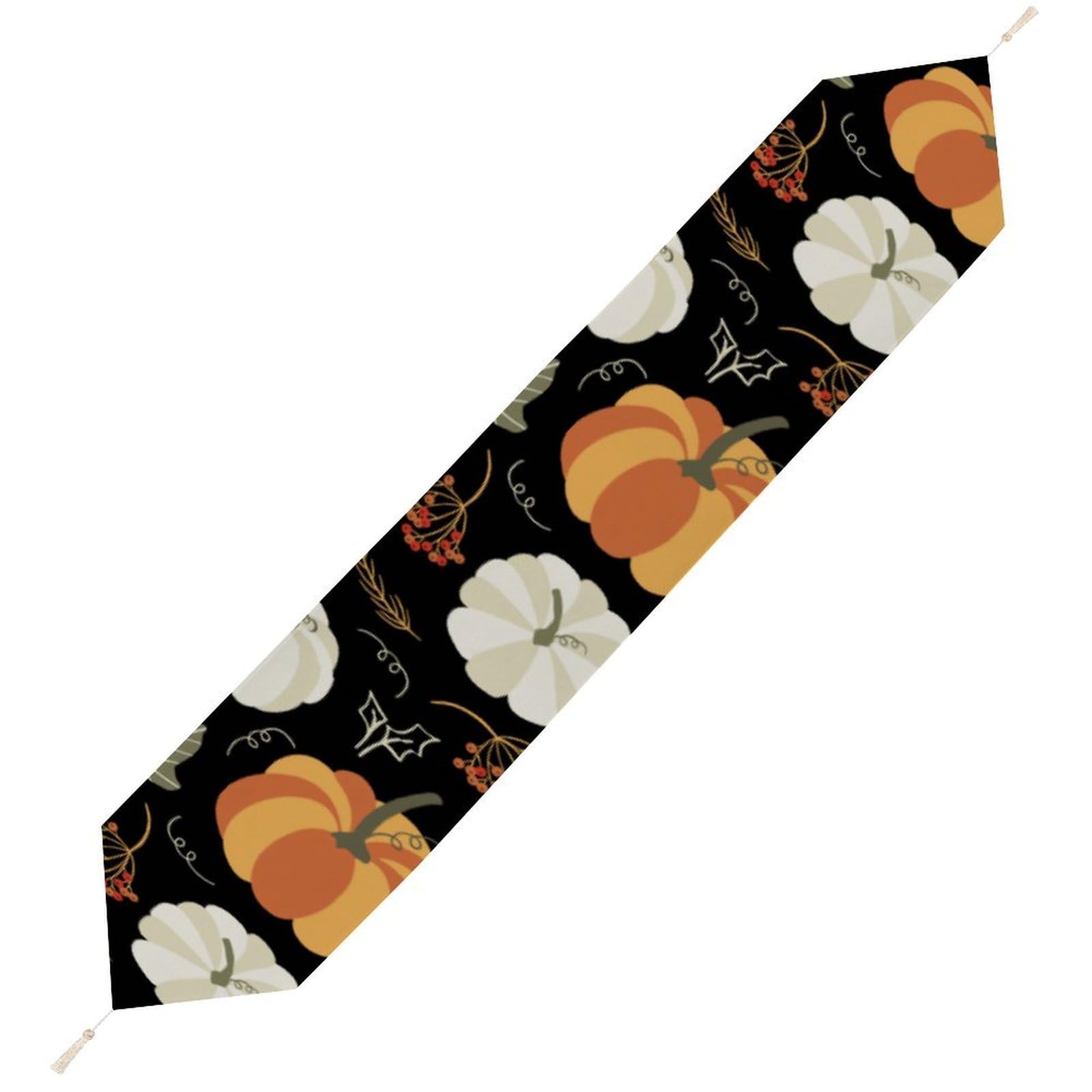 JZemdybill 229*33cm Table Runner with Tassel, Autumn Pumpkin Leaves Table Runner, Table Decoration for Kitchen, Party, Restaurant