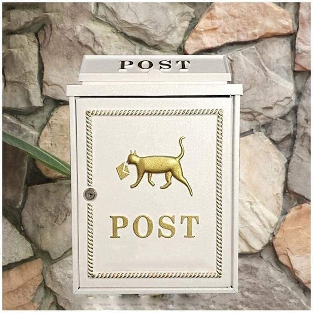 Post Boxes Mailbox Wall-Mount Postbox Mailboxes with Key Lock Large Capacity Wall Mounted Vertical Locking Mailbox 210616,White-One Size