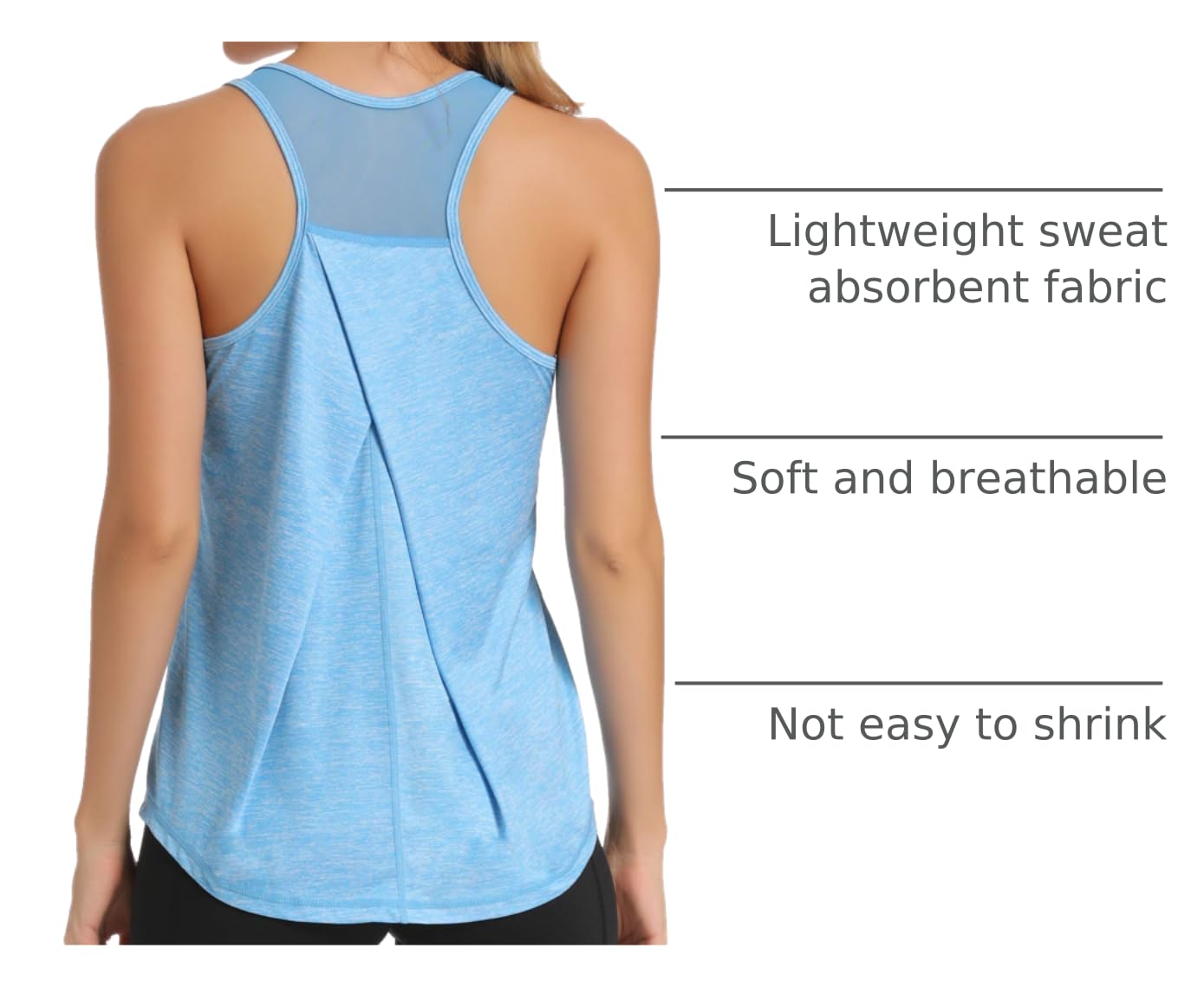 Aeuui Women's Racerback Mesh Workout Tank Top, Blue