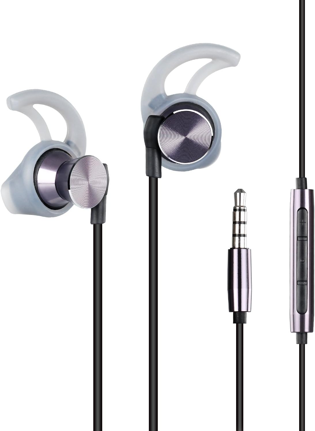 Parasom Wired Earphones, R3 3.5mm In-ear Stereo Hifi Corded Earbuds with Built-in Mic & Volume Control, Noise Isolating Tangle Free for iPhone Samsung Galaxy Sony MP3 Music Players (Gun/metal)