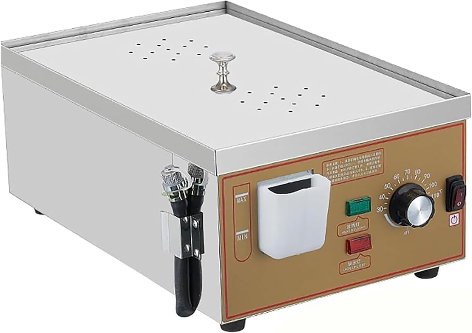 Commercial Electric Steamer for Buns & Dumplings - 2-Hole Design, 0-110°c Precise Temp Control, Stainless Steel, Independent Water Supply, Versatile Cooking, Silver Silver One Size