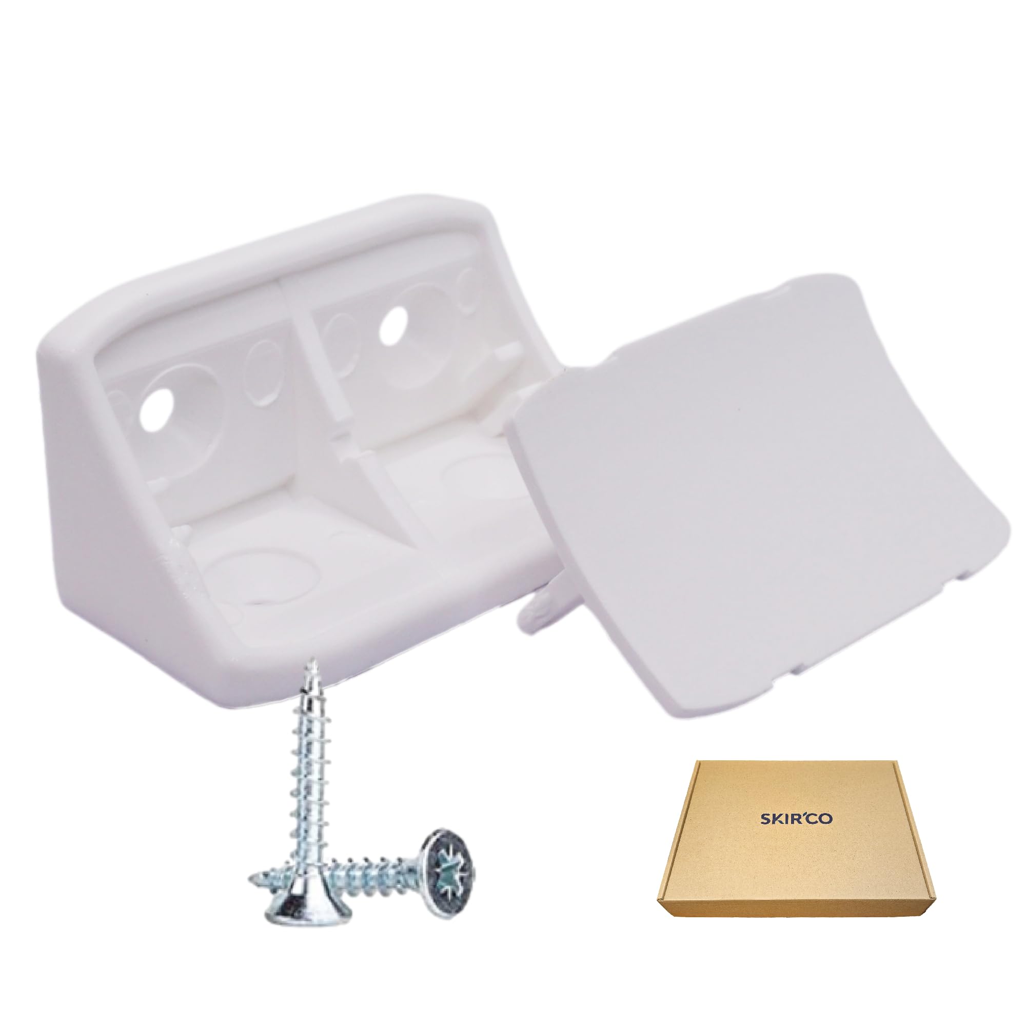 SKIR'CO - Lot De 50 équerres D'angle Blanches (20x31x31 Mm) Pour étagères Et Meubles - Avec 200 Vis Fournies
