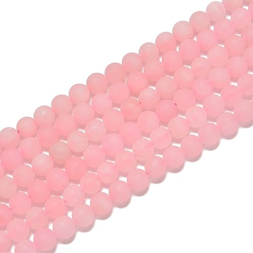 Miniatura 3 de Cuentas sueltas de cuarzo rosa mate redondo natural Gematone de 0.236 pulgadas para la fabricación de joyas, 1 hebra de 15 pulgadas