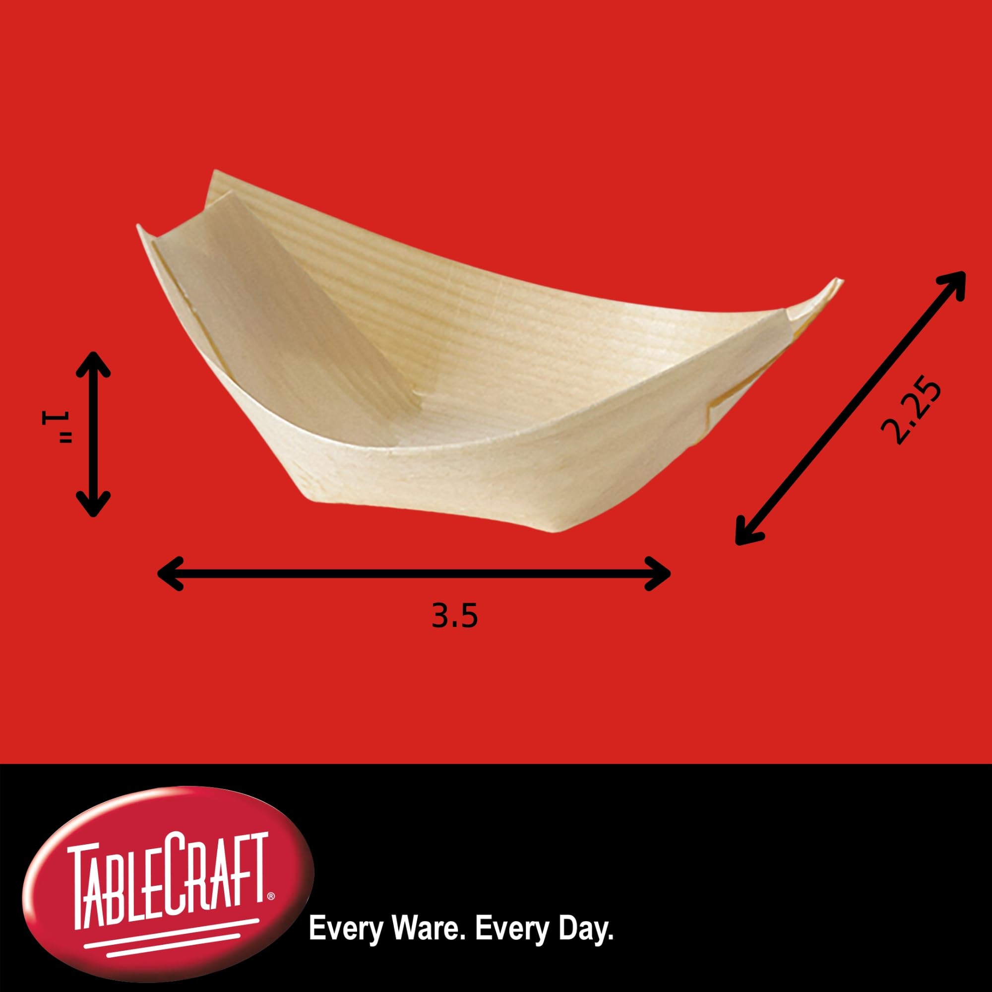 TableCraft Products BAMDB3 Mini Serving Boat, Disposable Pinewood, 3.5
