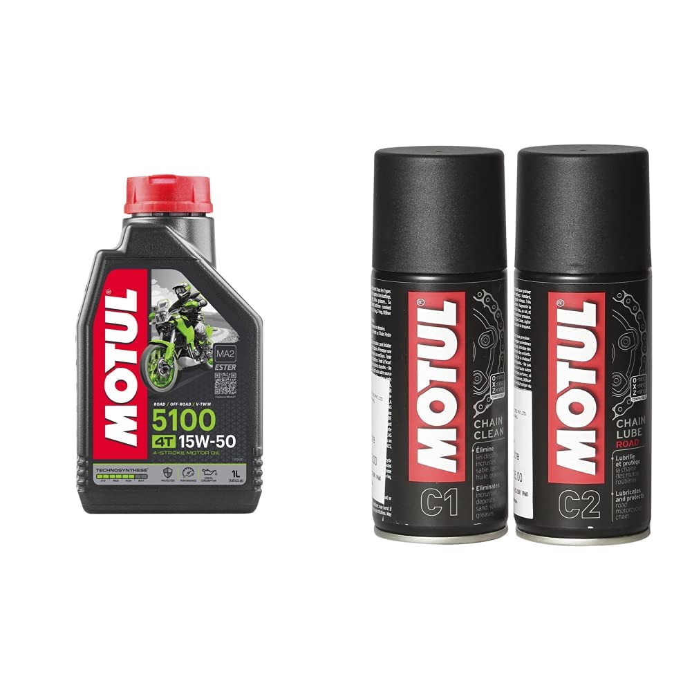 Motul 104080 5100 4T Hybrid 15W-50 API SM Technosynthese Semi Synthetic Engine Oil for Bikes (1 L) & Motul Combo of C2 Chain Lube (150 ml) and C1 Chain Clean for All Bikes (150 ml) (B08BS82KXD) Amazon Price History, Amazon Price Tracker