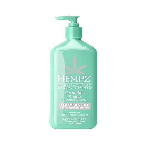 Hempz Body Lotion - Cucumber & Aloe Herbal Limited Edition Daily Moisturizing Cream, Shea Butter, Aloe, Cucumber Extract Body Moisturizer - Skin Care Products, Hemp Seed Oil - 17 Fl Oz - Cucumber & Aloe - 17 Fl Oz (Pack of 1)