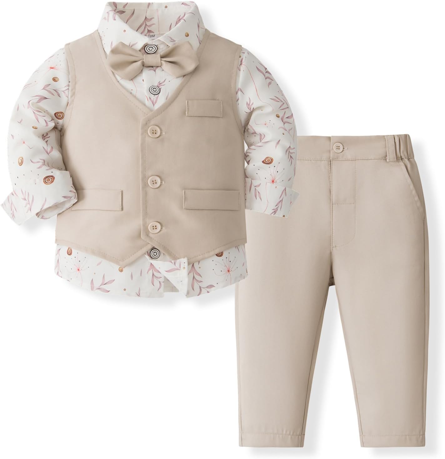 Volunboy Baby Boy Suit Toddler Formal Outfit Kids 3 Piece Vest Gentleman Clothes Long Sleeve Shirt and Pants Set