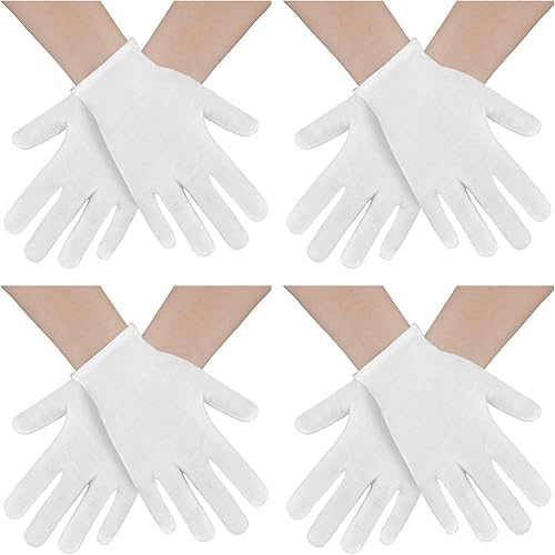 NZKNP White Kids Cotton Gloves,Costume Girls Boys kids Gloves For Halloween,(4 Pairs) Kids White Cotton Gloves For Party