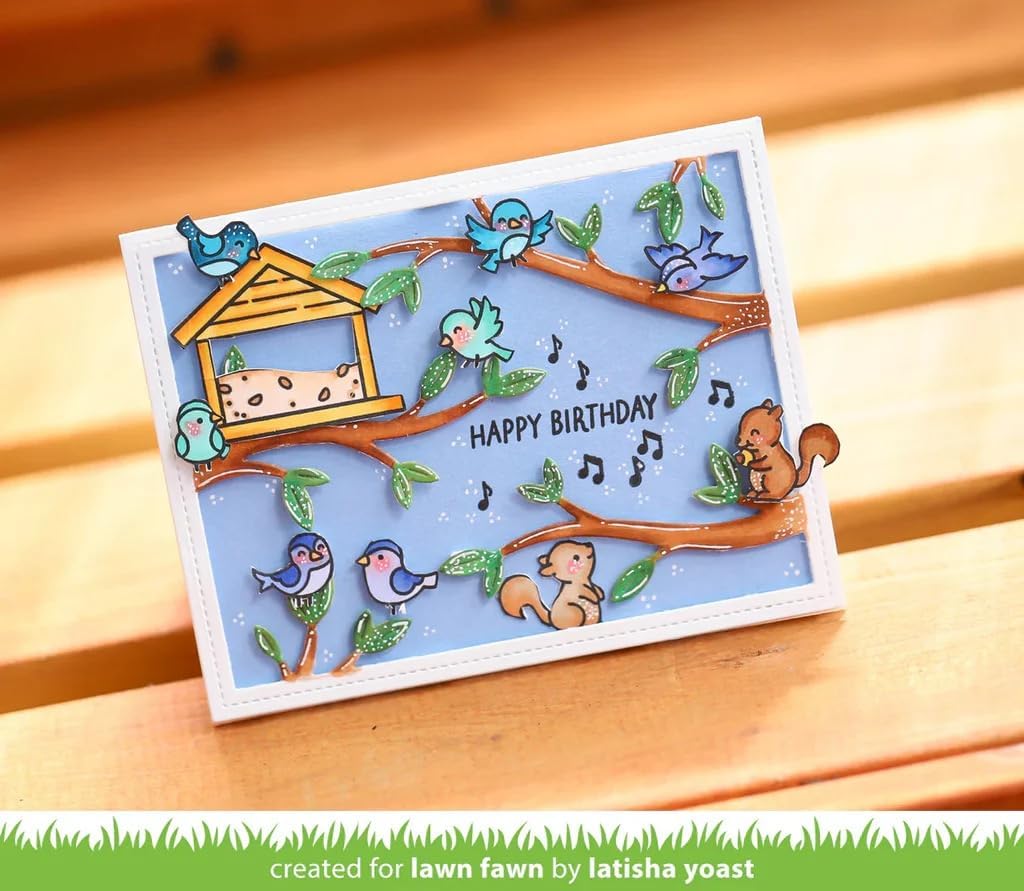 Lawn Fawn Backyard Bird Feeder Stamps, Dies, Coloring Stencils & Pocket