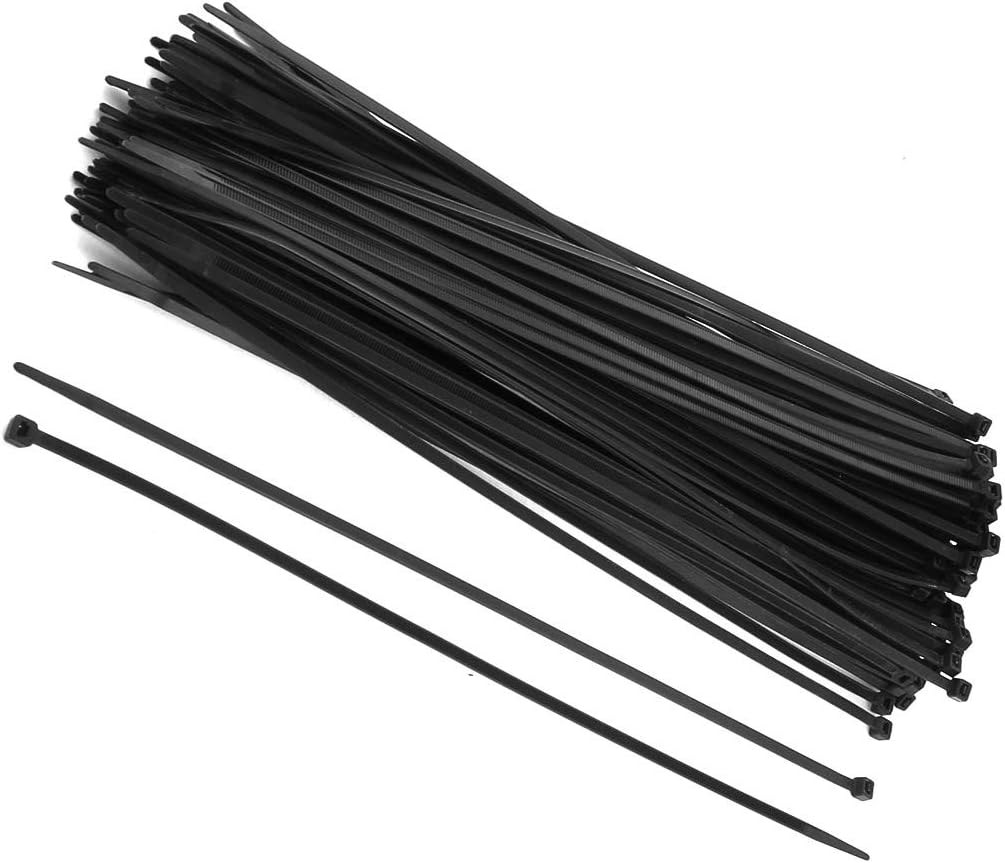 Aexit 100 Pcs Electrical Testers 13.8" Length UV Resistant Black Nylon Cable Zip Battery Testers Wire Tie