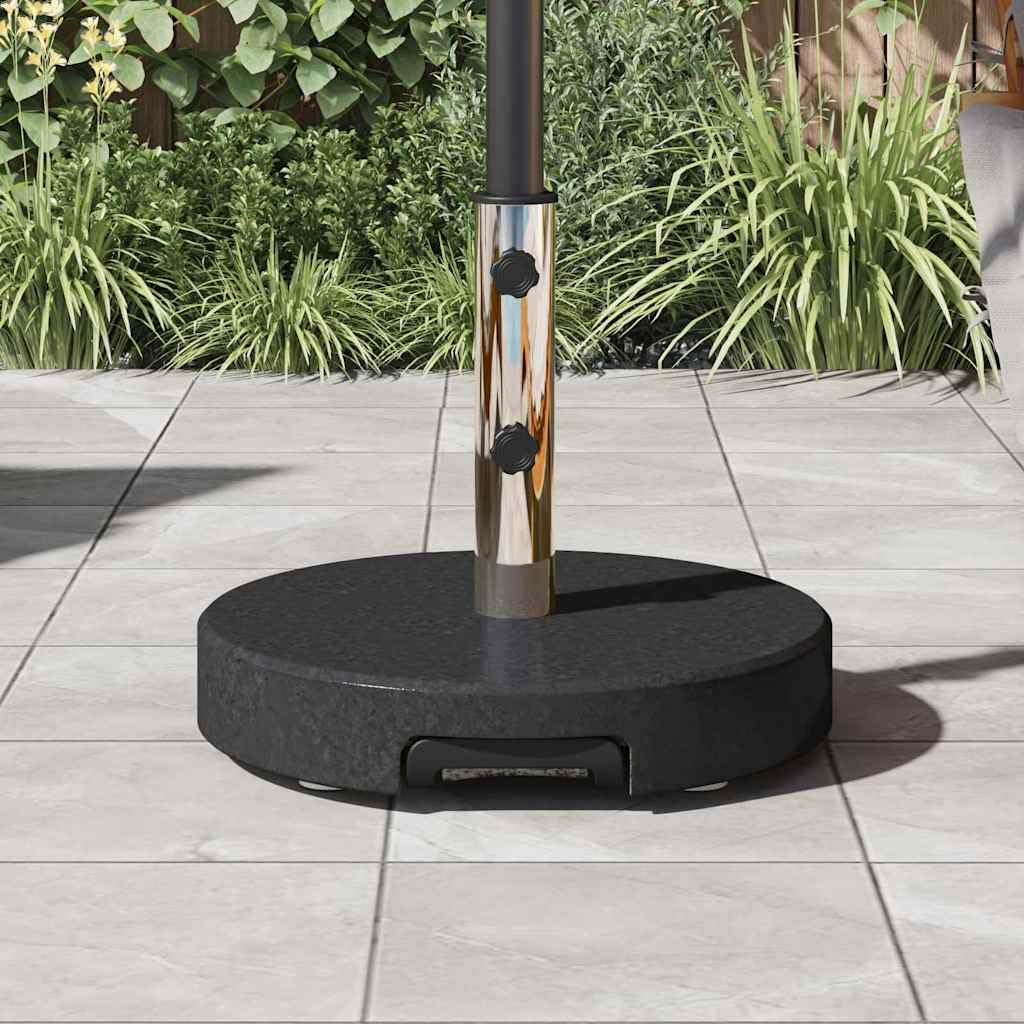 Supporto per ombrellone in granito nero, diametro 45 x 37,5 cm, per ombrellone da mercato, base in acciaio inox con ruote, 29 kg, base pesante per balcone, terrazza, giardino