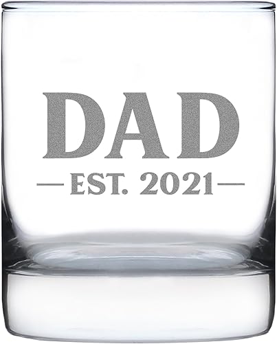 Miniatura 25 de Bevvee Dad Est 2023 - Regalo de cristal de whisky New Father para padres primerizos - Vasos atrevidos de 10.25 onzas