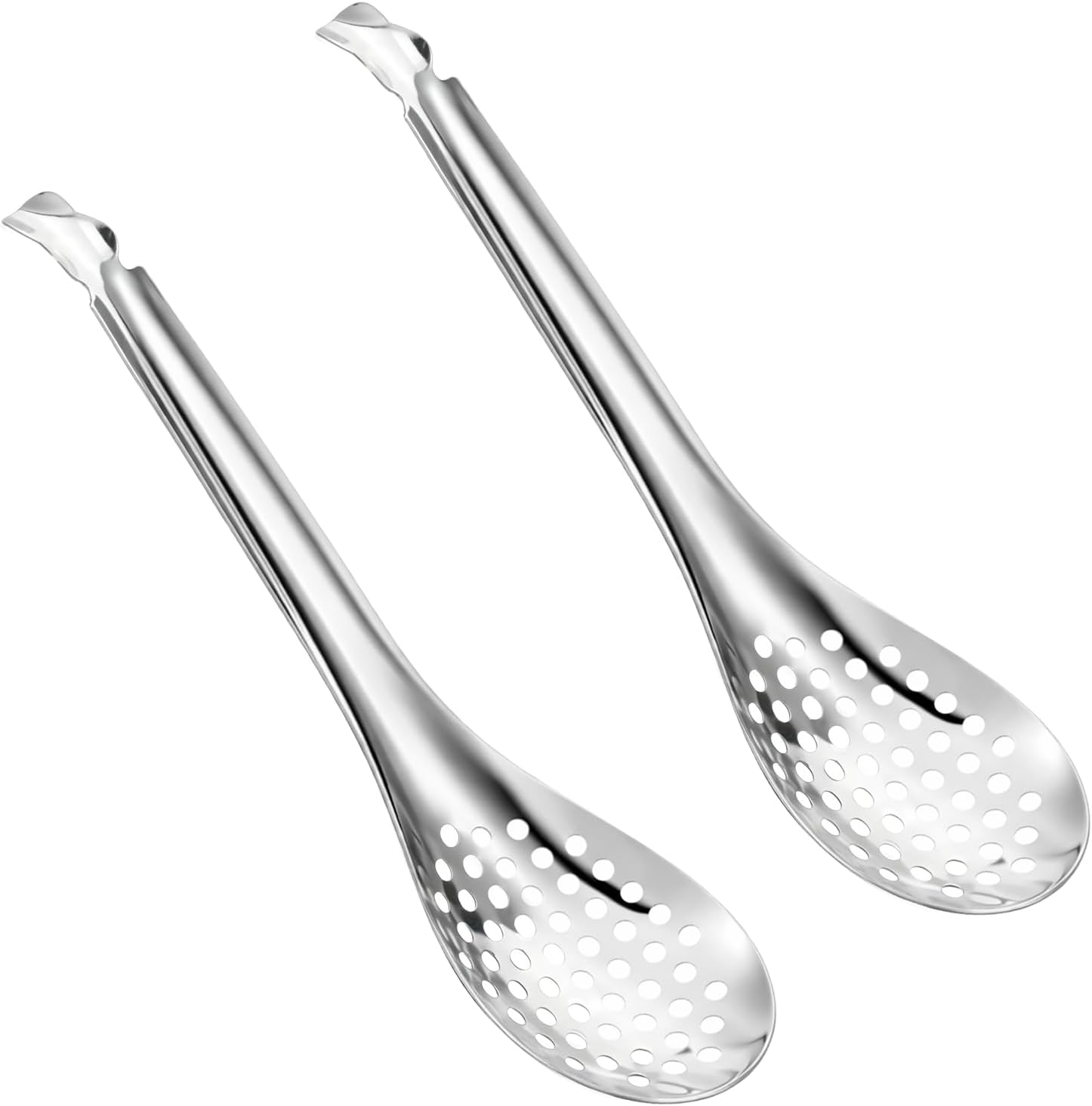 ElevateTech 2Pcs Spherification Spoon, Stainless Steel Slotted Spoons Caviar Small Spoons Slotted Bar Spoonfor Kitchen Frying And Cooking (Silver)