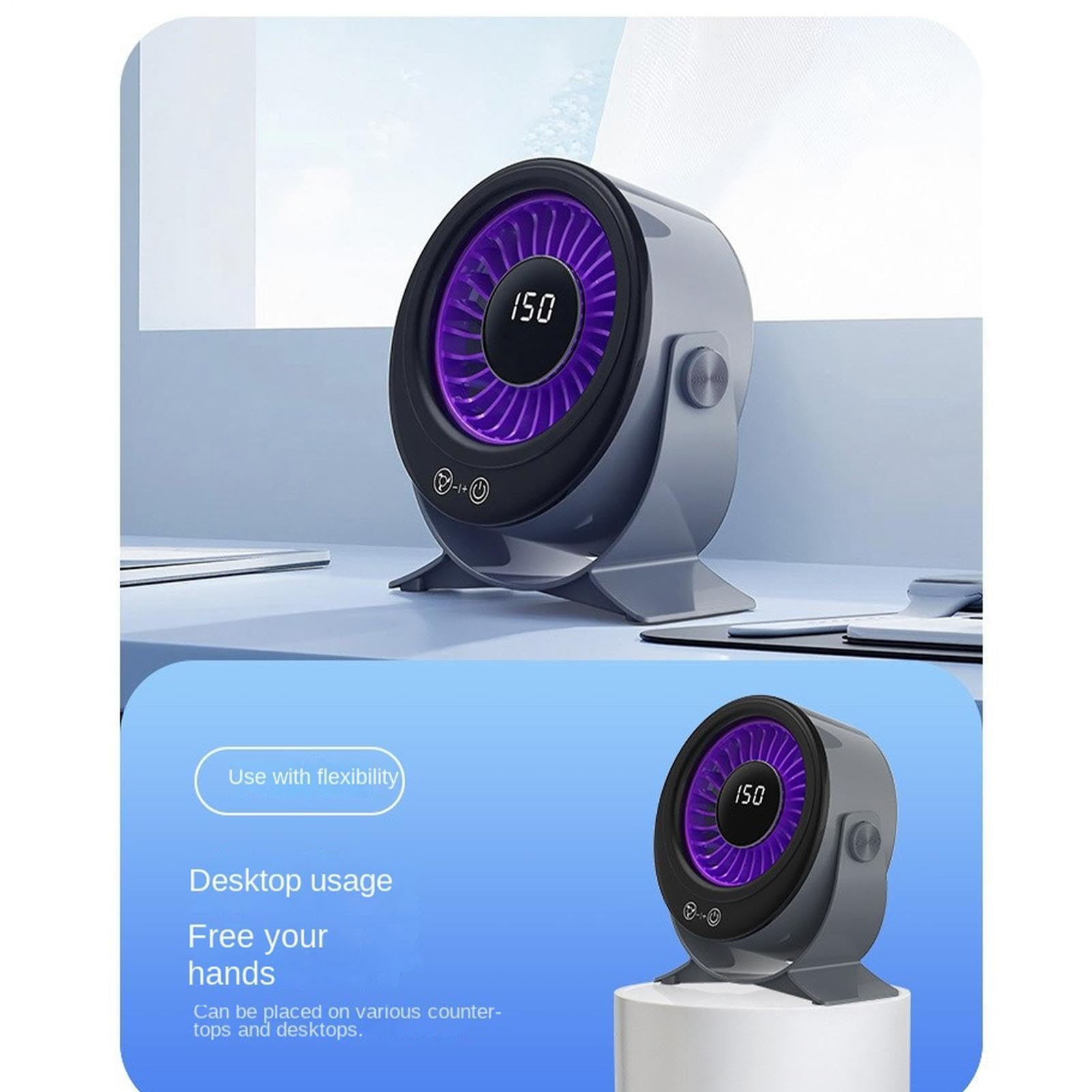 Generico Ventilatore USB da Tavolo | Potente Silenzioso Testa Rotante,Mini Ventilatore da Scrivania Multivelocità - Per Studio Sala Pranzo Computer Studenti Adolescenti Adulti