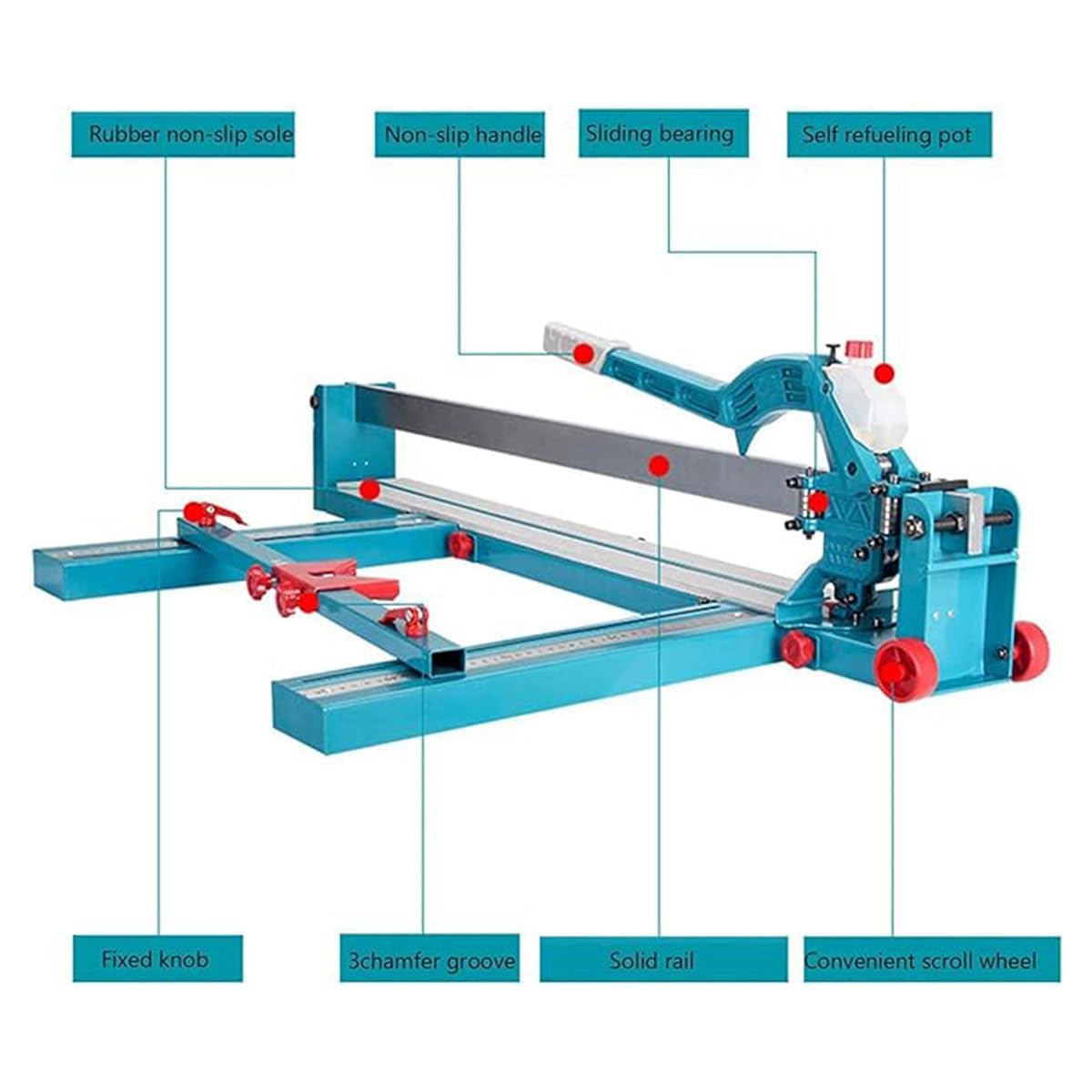 Coupe-carreaux professionnel 1200 mm avec guide laser | Machine manuelle de découpe de carreaux de porcelaine 25-1200 mm | Design pliable avec rouleaux de précision pour un transport facile et des