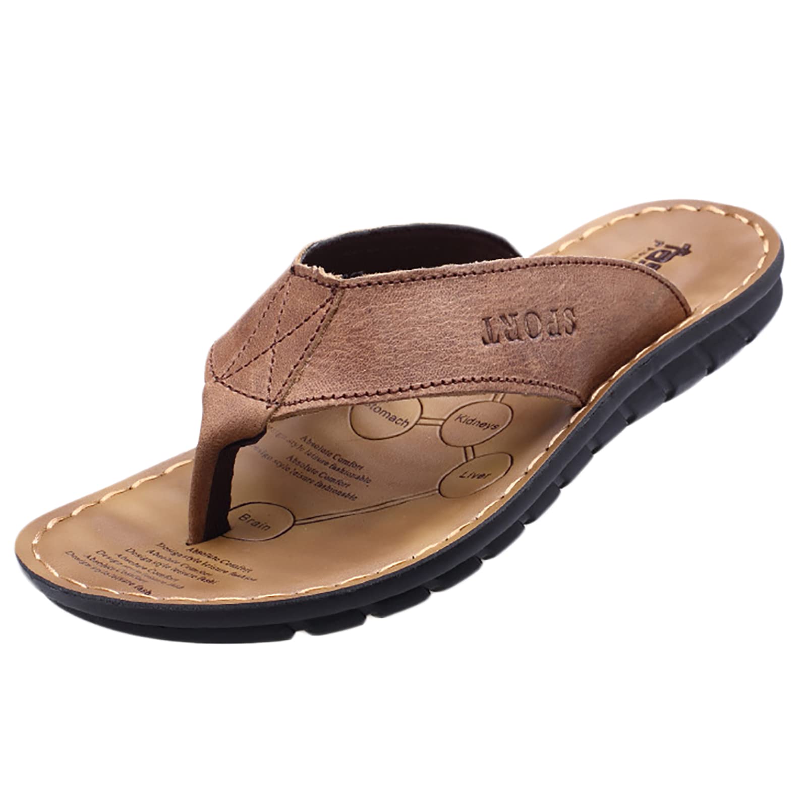 Tongs Homme Kaki Taille 41 avec Soutien de Voûte Plantaire
