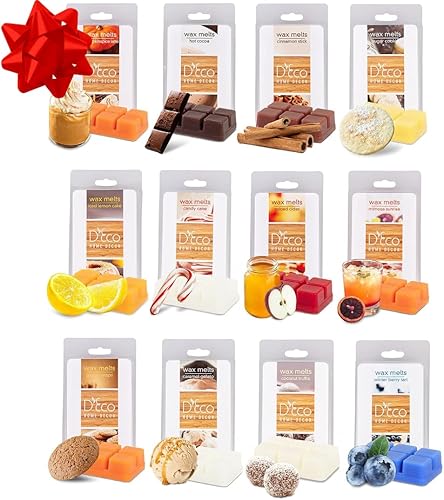 Holiday Treats - Juego de variedad de cera derretida de invierno y otoño, 12 aromas diferentes (2.5 onzas de sabor ea) mimosa, coco, limón, galleta