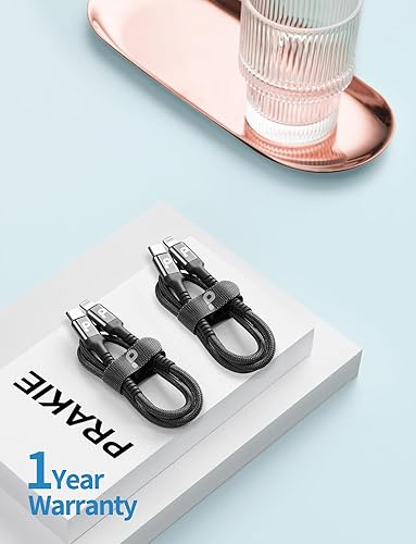 Miniatura 6 de PRAKIE Cable USB C a Lightning de 3 pies, paquete de 2 cables de carga rápida para iPhone [certificado MFI] 1M USBC a Lightning Apple tipo C cable