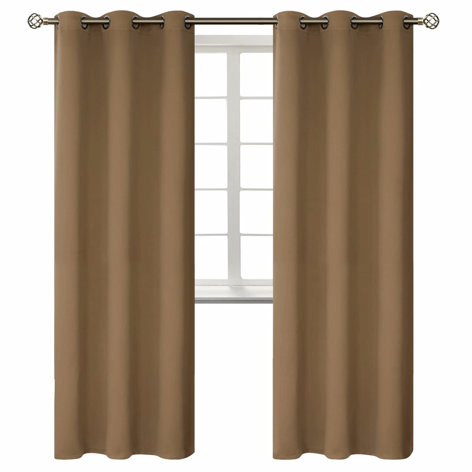 BGment Blackout Curtains for Living Room - Grommet Thermal Insulated Room Darkening Curtains for Bedroom, 2 Panels of 42 x 84 Inch, Taupe